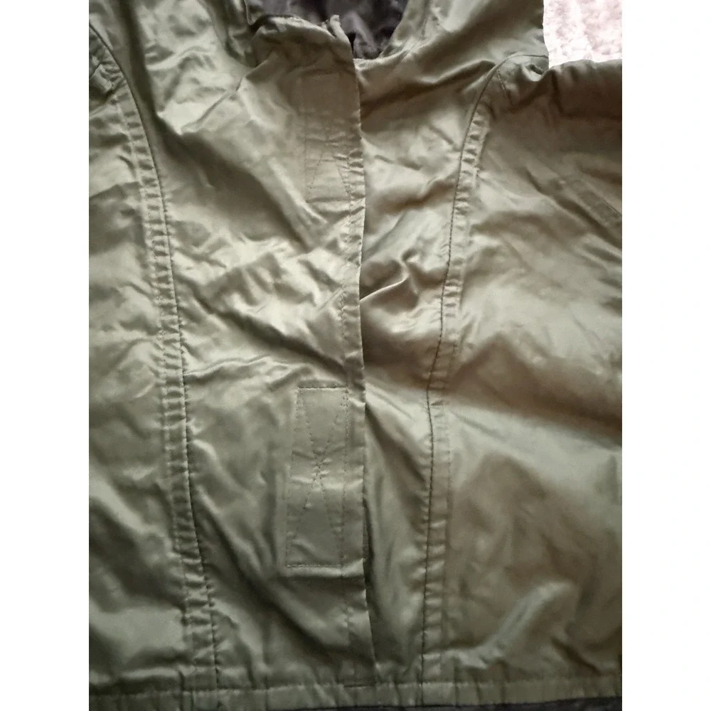 Vintage Gap Anorak Windbreaker Jacket Youth  XXL Olive Black Lined 1/4  Hooded